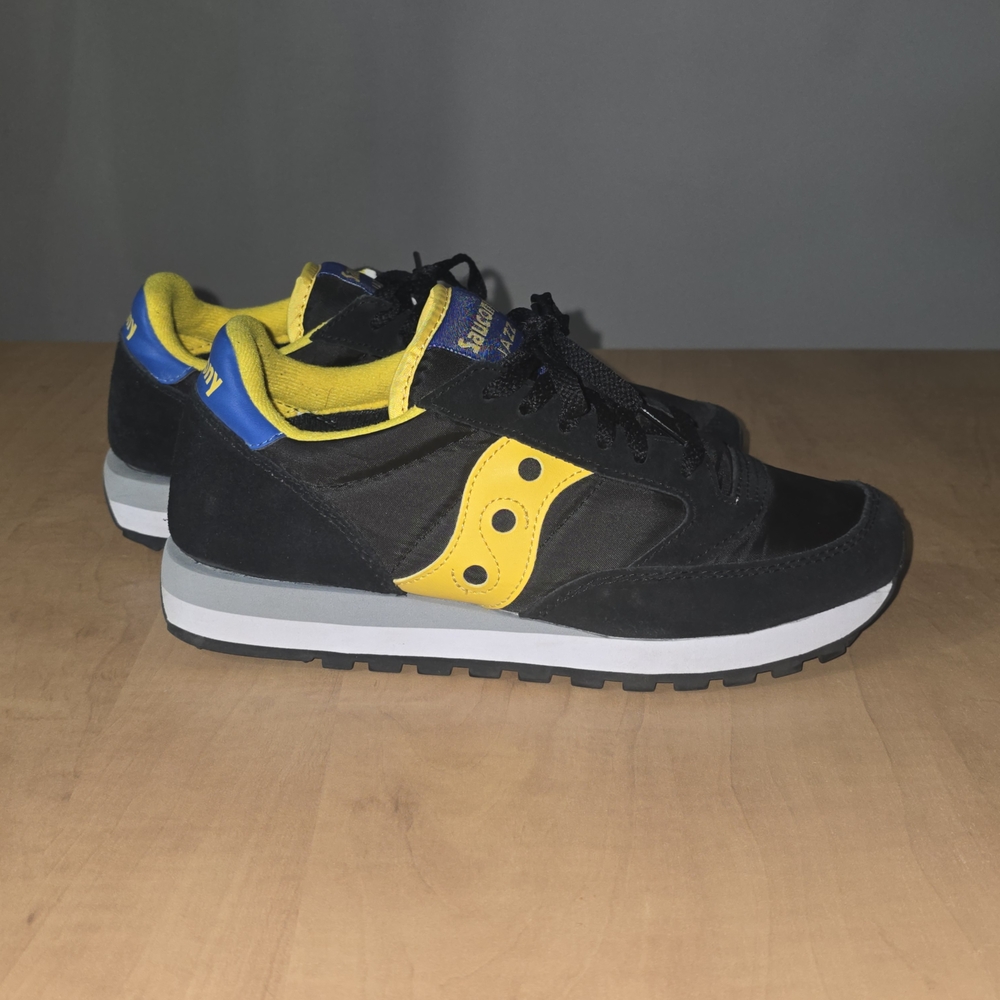 Saucony Sneakers with Black, Yellow, and Blue Accents